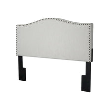 Off White Upholstered Queen Headboard, Solid Rubberwood Frame