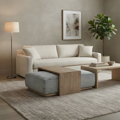 Upholstered Transitional Oversized Cocktail Ottoman and Foot Rest