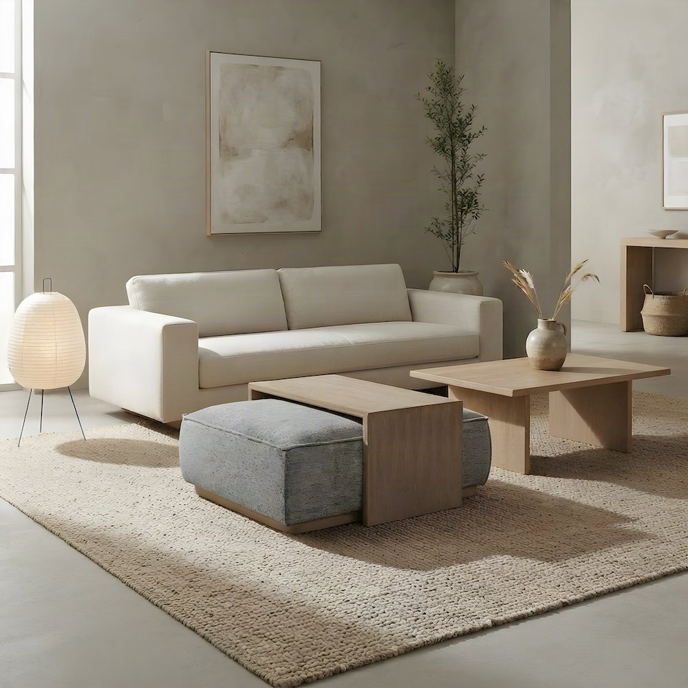 Upholstered Transitional Oversized Cocktail Ottoman and Foot Rest
