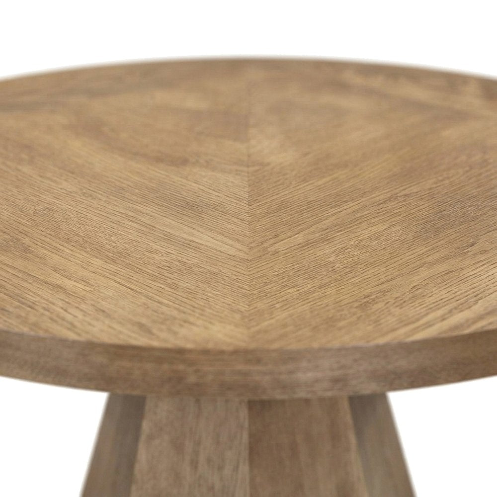 Elm Veneer Round Kitchen and Dining Table with Asian Hardwood Base, Latte