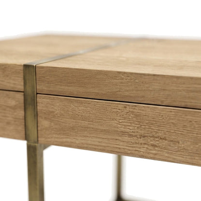 Elm Veneer and Hardwood Writing Desk with USB Port, Transitional, Latte