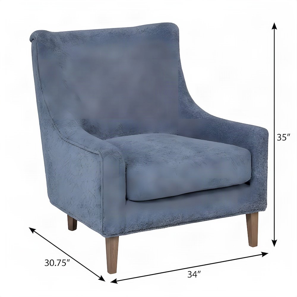 Elm Veneer Hi-Back Upholstered Accent Chair with Hardwood Frame, Sand
