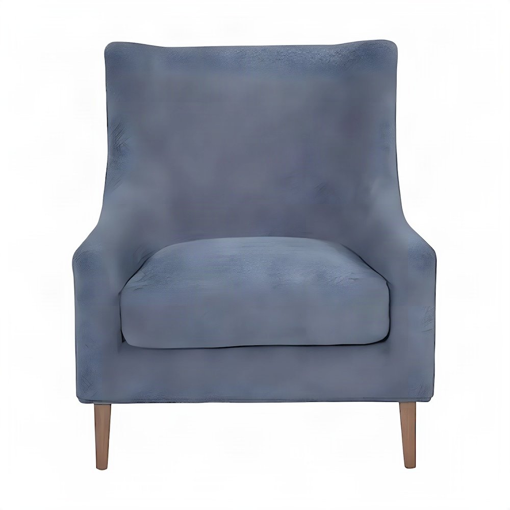 Elm Veneer Hi-Back Upholstered Accent Chair with Hardwood Frame, Sand