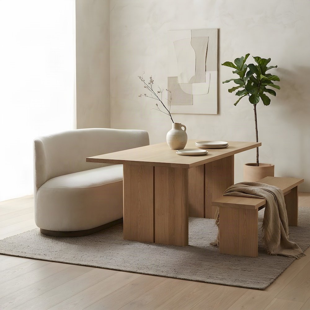 Upholstered Dining Bench with Padded Seat, Transitional Style, Cocoa