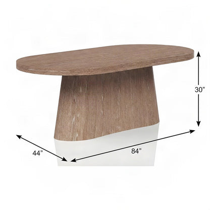 Oval Single Pedestal Dining Table in Veneer, Transitional Style, Cocoa