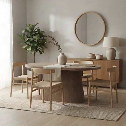 Oval Single Pedestal Dining Table in Veneer, Transitional Style, Cocoa
