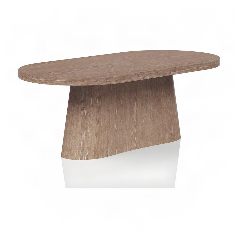 Oval Single Pedestal Dining Table in Veneer, Transitional Style, Cocoa