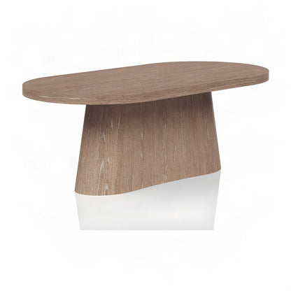 Oval Single Pedestal Dining Table in Veneer, Transitional Style, Cocoa