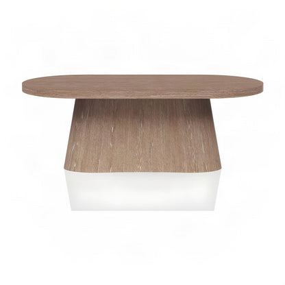 Oval Single Pedestal Dining Table in Veneer, Transitional Style, Cocoa