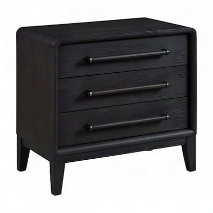 Elm Veneer 3-Drawer Bedside Nightstand with USB Charging Station, Peppercorn
