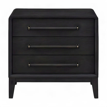 Elm Veneer 3-Drawer Bedside Nightstand with USB Charging Station, Peppercorn