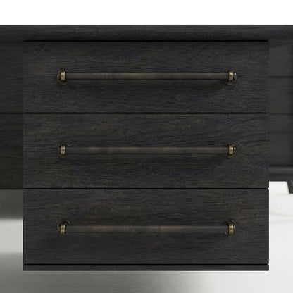 Elm Veneer 3-Drawer Bedside Nightstand with USB Charging Station, Peppercorn