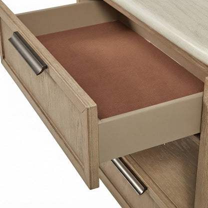Veneer-Front Two-Drawer Nightstand, Transitional Bedside Table, Toffee