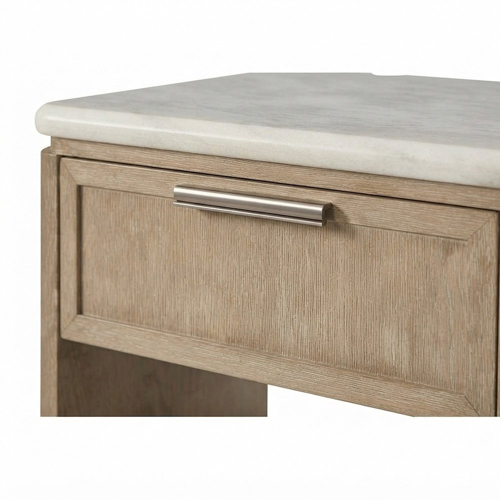 Veneer-Front Two-Drawer Nightstand, Transitional Bedside Table, Toffee