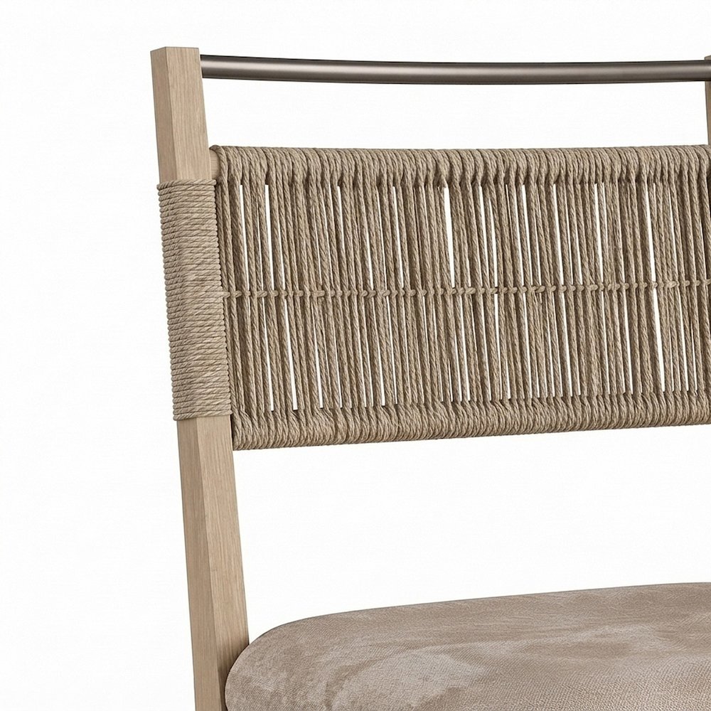 Veneer Side Chair with Woven Rope Back, Transitional Accent Seat, Toffee