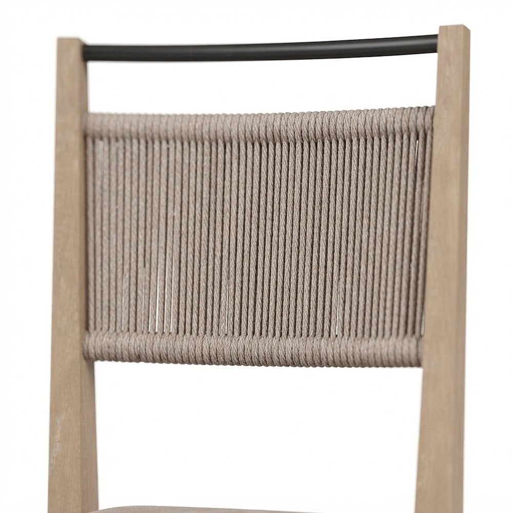 Veneer Side Chair with Woven Rope Back, Transitional Accent Seat, Toffee
