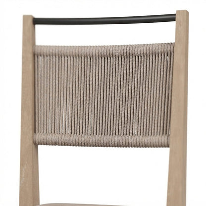 Veneer Side Chair with Woven Rope Back, Transitional Accent Seat, Toffee