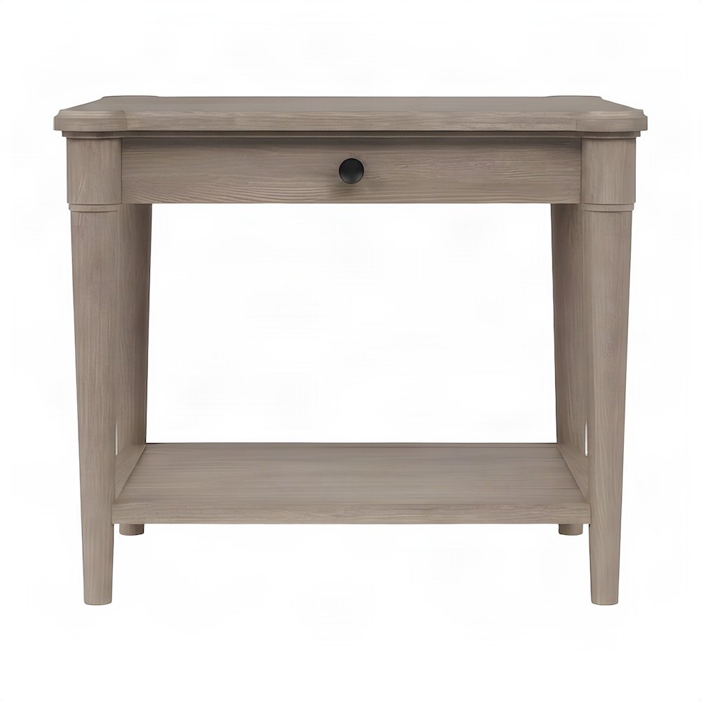 Rubberwood and Mindi Veneer End Table, Transitional Side Stand, Sand