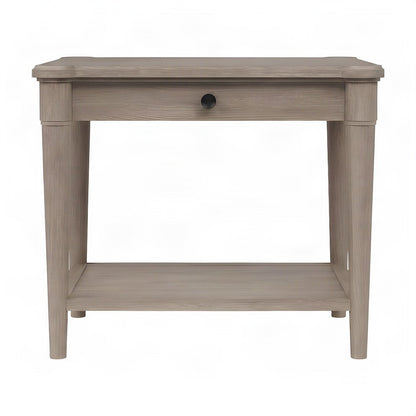 Rubberwood and Mindi Veneer End Table, Transitional Side Stand, Sand