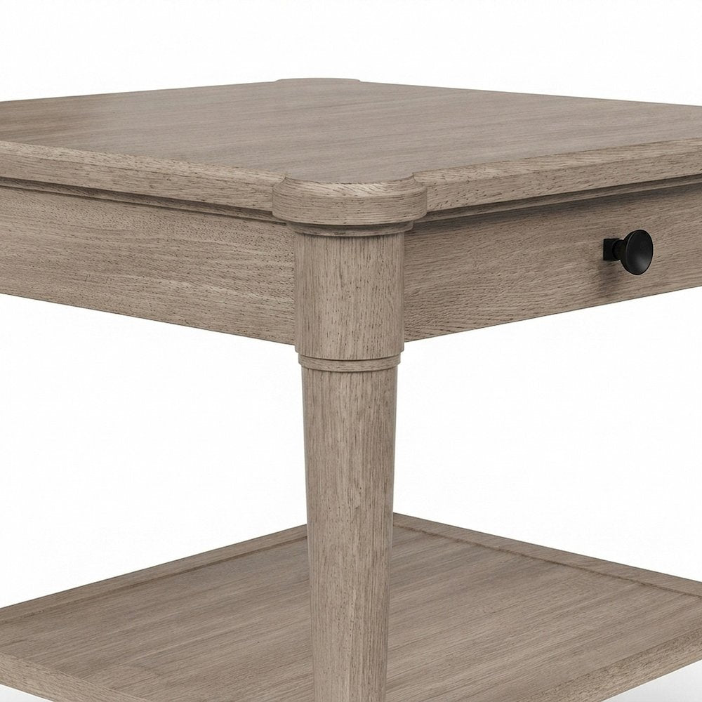 Rubberwood and Mindi Veneer End Table, Transitional Side Stand, Sand