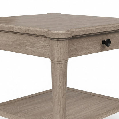 Rubberwood and Mindi Veneer End Table, Transitional Side Stand, Sand