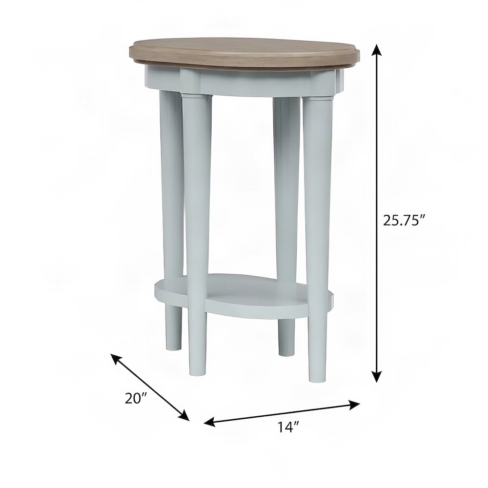 Rubberwood and Mindi Veneer Chairside End Table, Transitional, Ocean