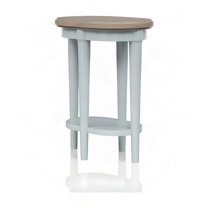 Rubberwood and Mindi Veneer Chairside End Table, Transitional, Ocean