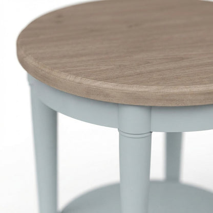 Rubberwood and Mindi Veneer Chairside End Table, Transitional, Ocean
