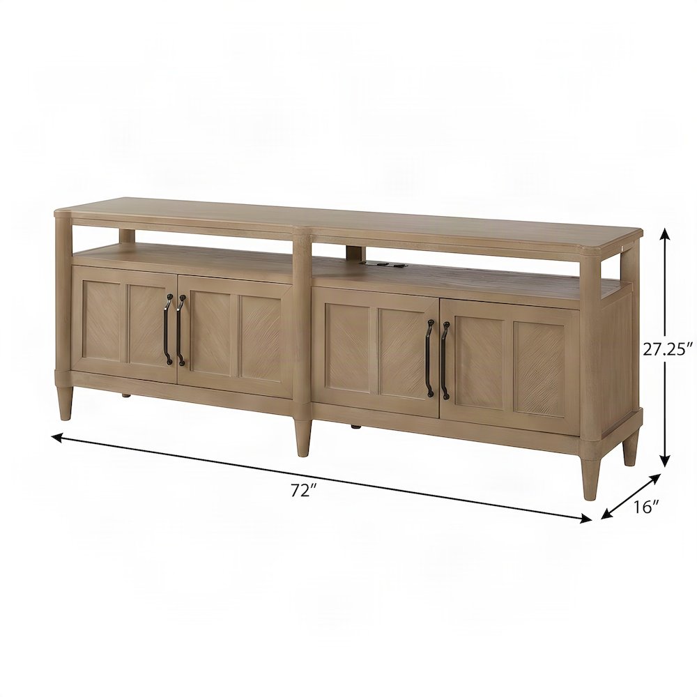 Rubberwood and Mindi Veneer Transitional Casual Sofa Console Table, Sand