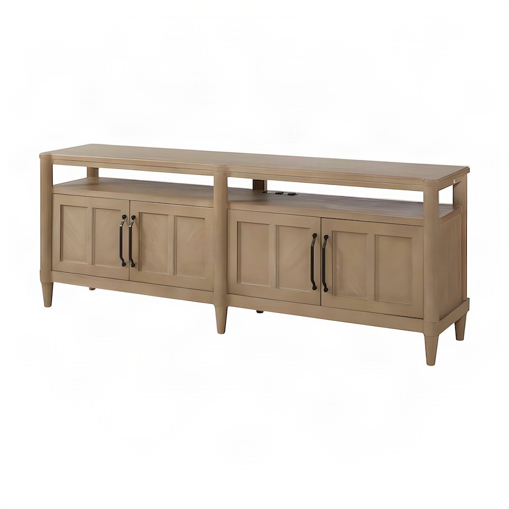Rubberwood and Mindi Veneer Transitional Casual Sofa Console Table, Sand