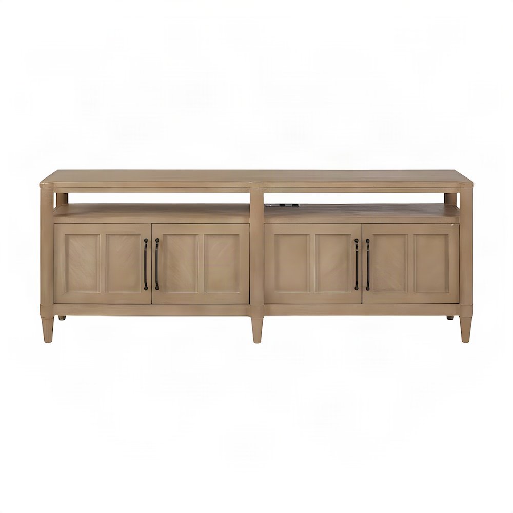 Rubberwood and Mindi Veneer Transitional Casual Sofa Console Table, Sand