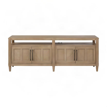 Rubberwood and Mindi Veneer Transitional Casual Sofa Console Table, Sand