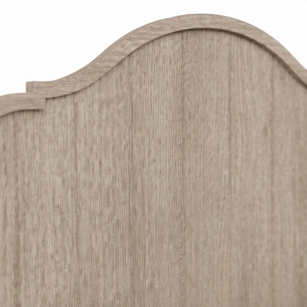 Rubberwood Queen Platform Bed with Panel Headboard, Wood Slats, Sand