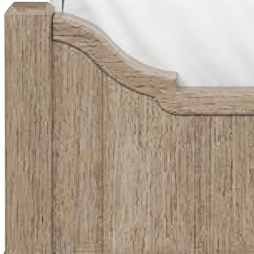 Rubberwood and Mindi Veneer King Panel Bed with Tall Headboard, Sand