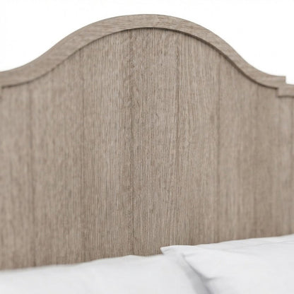 Rubberwood and Mindi Veneer King Panel Bed with Tall Headboard, Sand