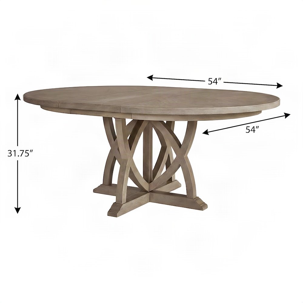 Rubberwood and Mindi Veneer Extendable Round Dining Table with Leaf, Sand