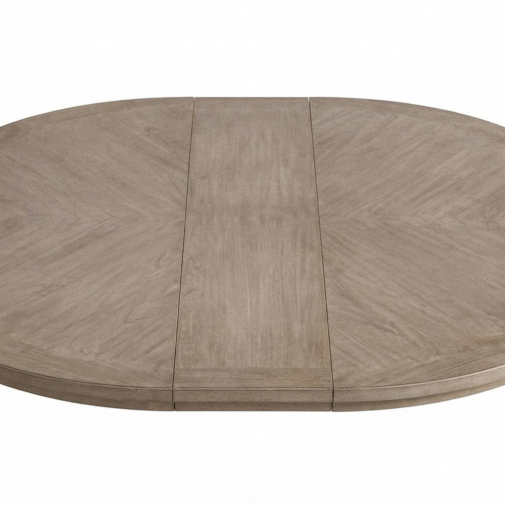 Rubberwood and Mindi Veneer Extendable Round Dining Table with Leaf, Sand