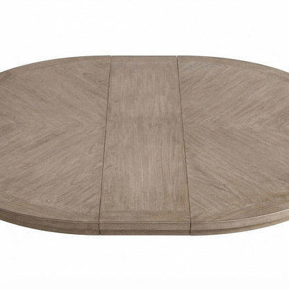 Rubberwood and Mindi Veneer Extendable Round Dining Table with Leaf, Sand