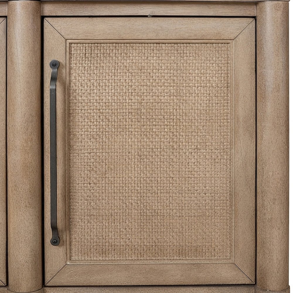 Mindi Veneer Dining Buffet Server with Cane Doors and Cement Top, Sand
