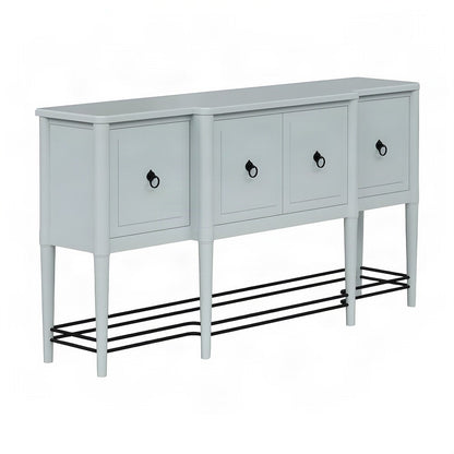 Mindi Veneer Breakfront Sideboard Buffet with Doors and Shelves, Ocean