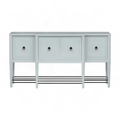 Mindi Veneer Breakfront Sideboard Buffet with Doors and Shelves, Ocean