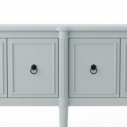 Mindi Veneer Breakfront Sideboard Buffet with Doors and Shelves, Ocean