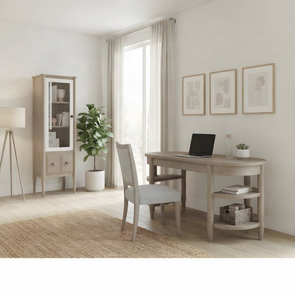 Rubberwood and Mindi Veneer Jr. Executive Computer Office Desk, Sand
