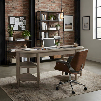 Rubberwood and Mindi Veneer Jr. Executive Computer Office Desk, Sand