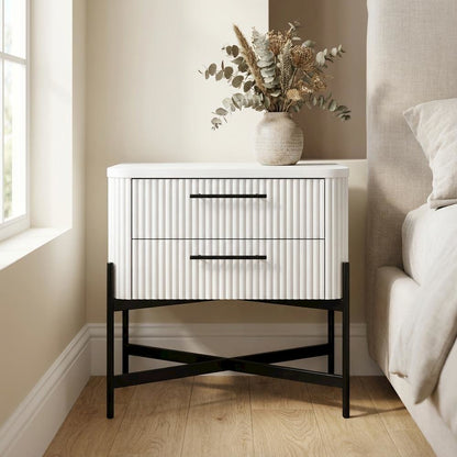 White Transitional Bedroom Nightstand with Sleek Design and Durable Construction