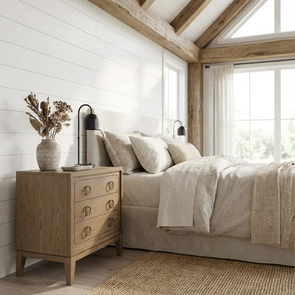 Latte Nightstand with 3 Drawers and Usb Charging Port for Bedroom Storage