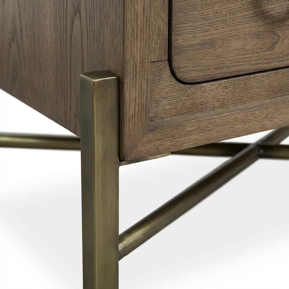 Latte Nightstand with 2 Drawers and Usb Charging Port for Bedroom Use