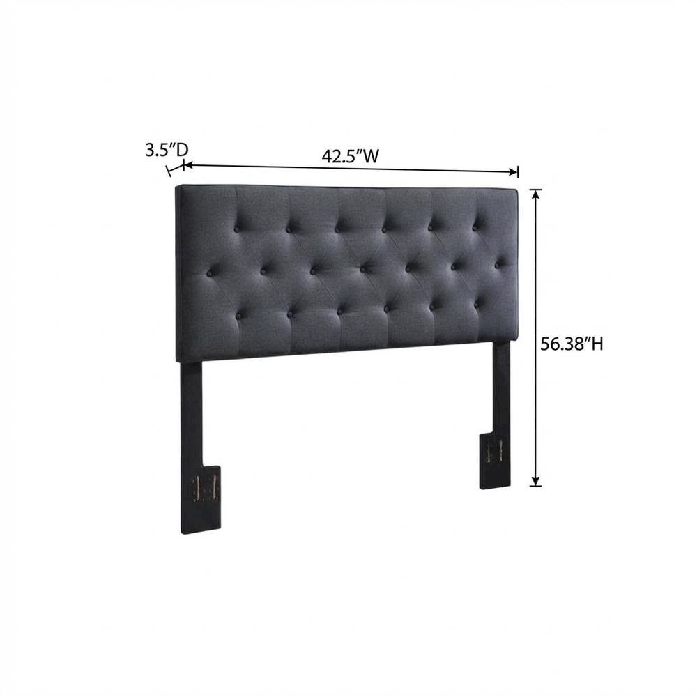 Black Twin Upholstered Headboard with Padded Design and Durable Finish