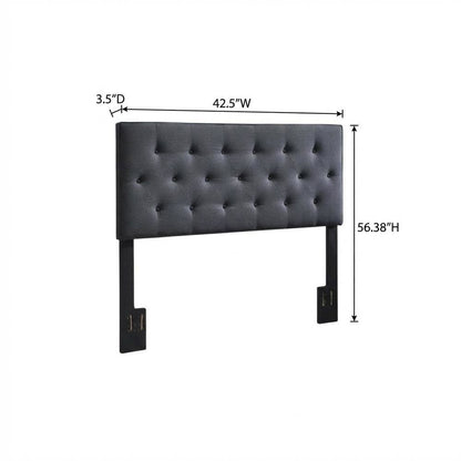 Black Twin Upholstered Headboard with Padded Design and Durable Finish