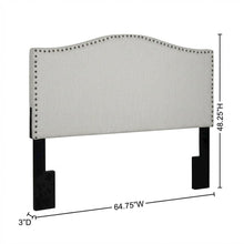 Off White Upholstered Queen Headboard, Solid Rubberwood Frame